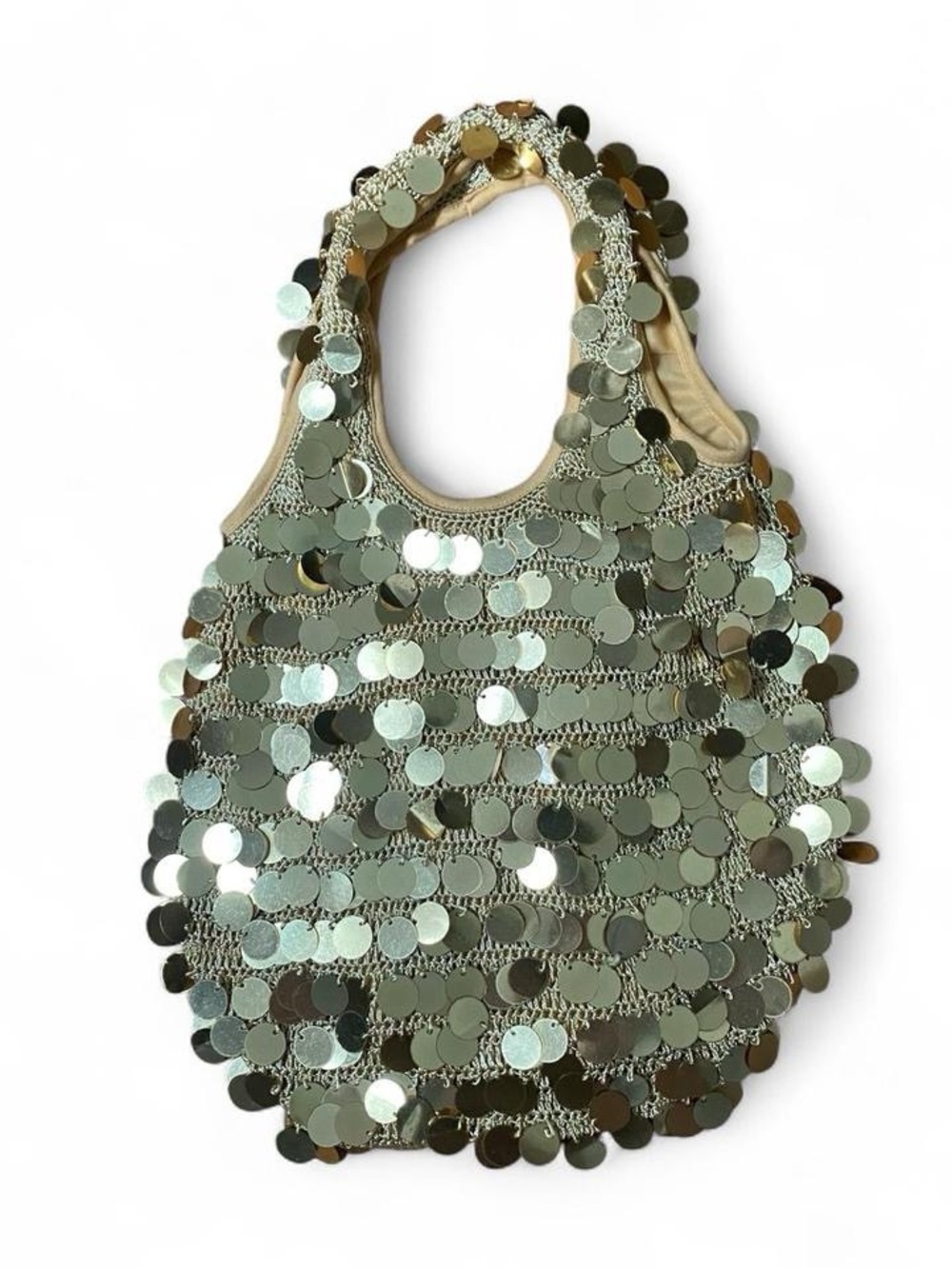 Gold Sequin Shoulder Tote Bag